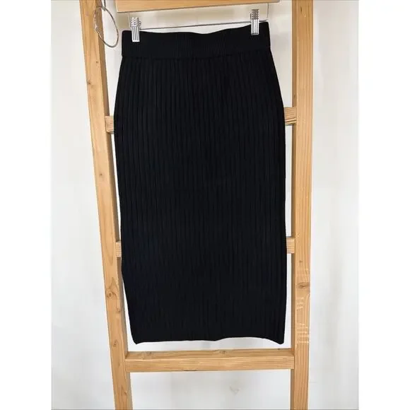 NWT Apricot Black Ribbed Pencil Sweater Skirt #1203 Size XS - Picture 3 of 4
